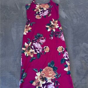 Fashion Nova Floral Midi Dress - Pink and Yellow